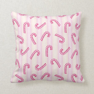 Rosa Candycanes för jul mönster Kudde