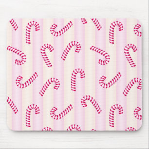 Rosa Candycanes för jul mönster Musmatta