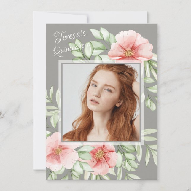 Rosa Canina Foto Quinceañera Inbjudningar (Framsida)