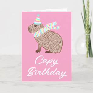 Rosa Capy Birthday Funny Capybara Älskare Card Kort