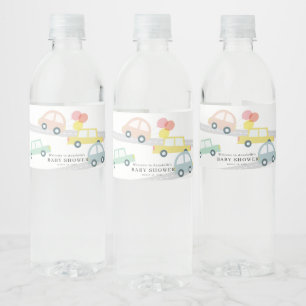Rosa Car Balloons White Girl Baby Shower Vattenflaskor Etikett