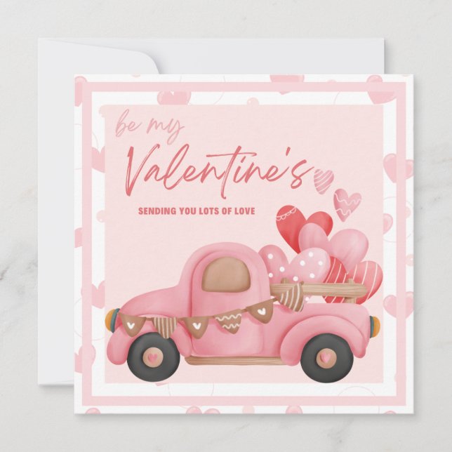 Rosa Car Heart 14 februari. Alla hjärtans dagskort Julkort (Framsida)
