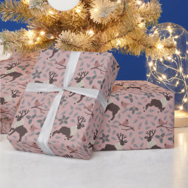Rosa Cardinals & Reindeer Presentpapper