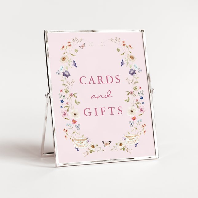 Rosa Cards and Gifts Möhippa Tea Poster (Floral Pink Cards and Gifts Bridal Tea Poster with Butterflies by Painted Paperie
)