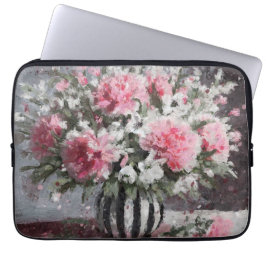 Rosa Carnation Blommigt Flower Arrangemang Black Laptop Fodral