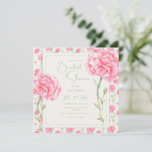 Rosa Carnation Blommigt Inbjudningskort för möhipp