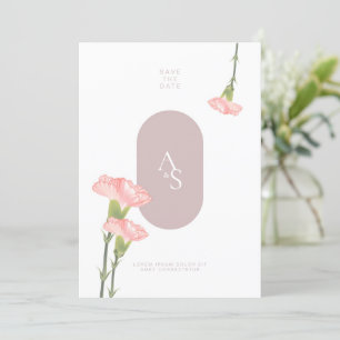 Rosa Carnation blomning med Rosa Theme Bröllop Inv Inbjudningar