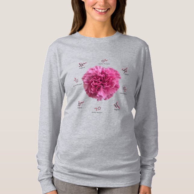 Rosa Carnation Chemistry Science Flower T Shirt (Framsida)