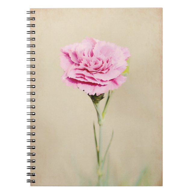 Rosa Carnation Flower Art Journal Anteckningsbok (Framsidan)