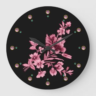 ROSA CARNATION FLOWER BOUQUET,SVART Blommigt Stor Klocka