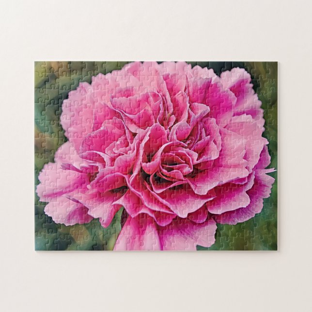 Rosa Carnation Flower Nature Puzzle Pussel (Horisontell)