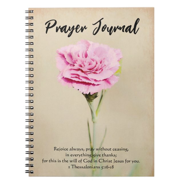 Rosa Carnation Flower Prayer Journal bärbar dator Anteckningsbok (Framsidan)