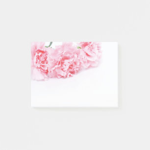 Rosa Carnation Flowers på vit bakgrund Post-it Block
