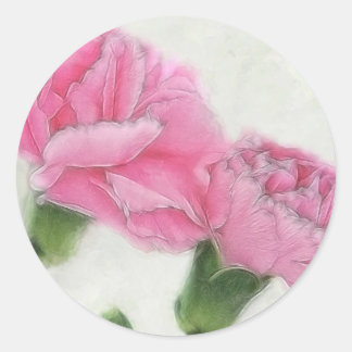 Rosa Carnations 3 Runt Klistermärke