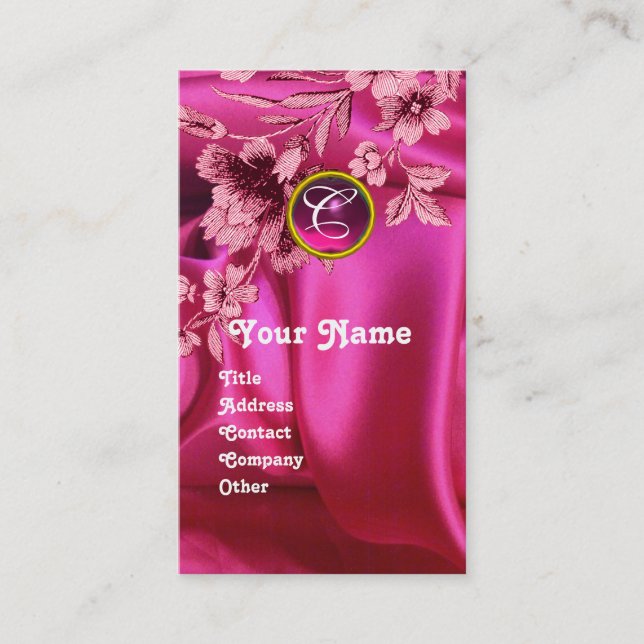 ROSA CARNATIONS FUCHSIA SILKE TRASA, GEM MONOGRAM VISITKORT (Framsida)