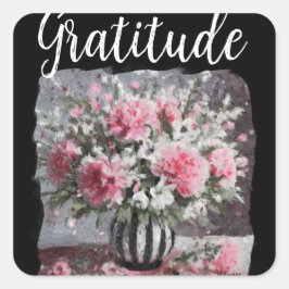 Rosa Carnations Gratitude Flower Arrangemang Fyrkantigt Klistermärke