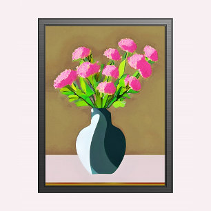 Rosa Carnations i Vas Modern Art Poster