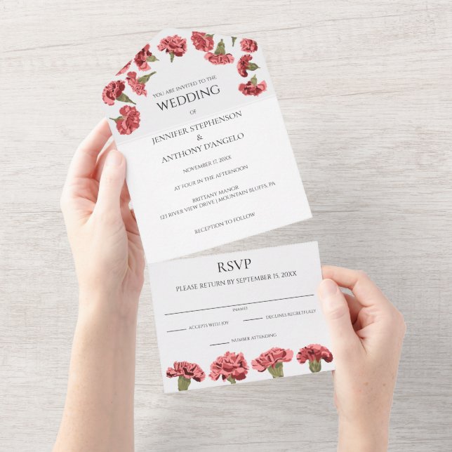 Rosa Carnations Luxe Modern Blommigt Anpassningsba (Tearaway)