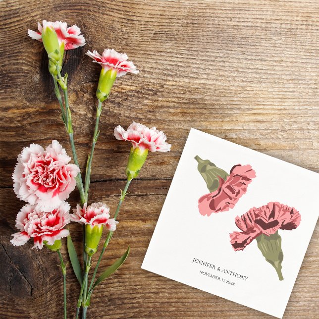 Rosa Carnations Luxe Modern Blommigt Bröllop Pappersservett (Skapare uppladdad)