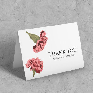 Rosa Carnations Luxe Modern Blommigt Bröllop Tack Kort