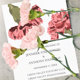 Rosa Carnations Luxe Modern Blommigt Bröllopsprogr