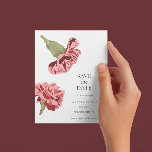 Rosa Carnations Luxe Modern Blommigt Spara datum Inbjudningar