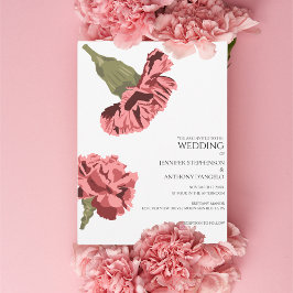 Rosa Carnations Modern Blommigt Anpassningsbar Inbjudningar