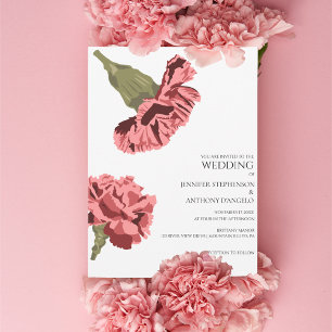 Rosa Carnations Modern Blommigt Anpassningsbar Inbjudningar