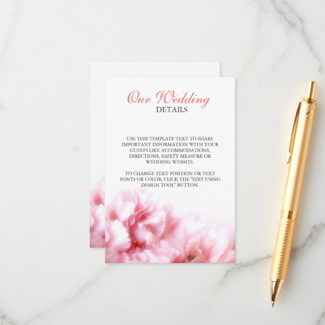 Rosa Carnations Tilläggskort (Fram/Back In Situ)