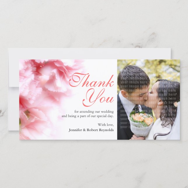 Rosa Carnatios Anpassningsbar Foto - tackkort Tack Kort (Framsida)