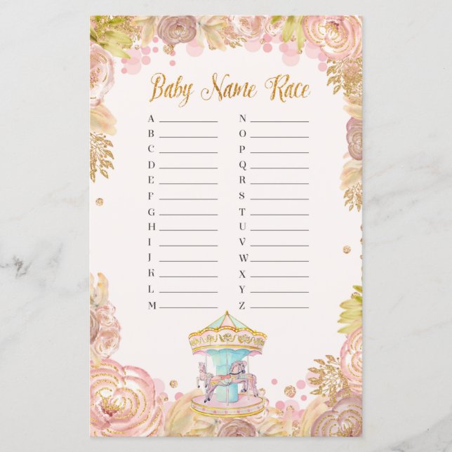 Rosa Carousel Baby Namn Tävling (Framsida)