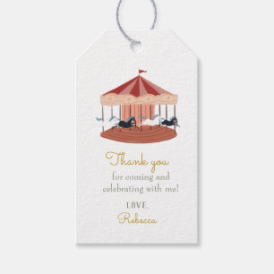 Rosa Carousel Birthday Favor Gift-Märkre Presentetikett