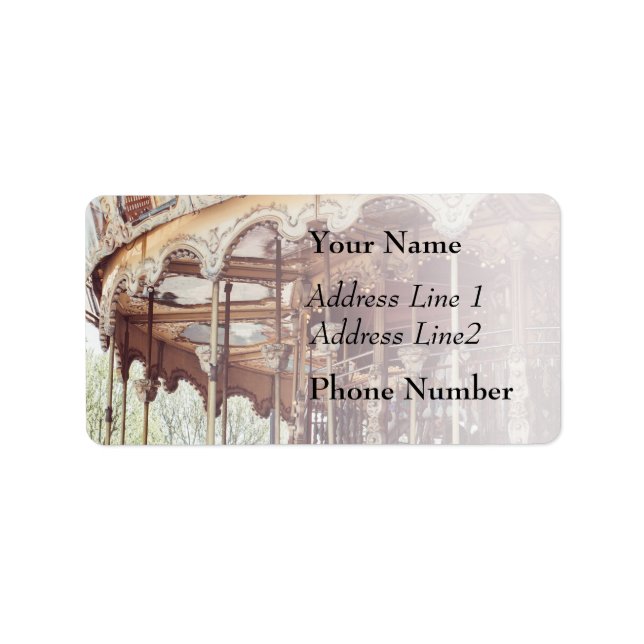 Rosa Carousel in Paris, Frankrike, Trocadero Adressetikett (Framsidan)