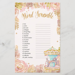 Rosa Carousel World Scramble Baby Shower Game