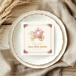 Rosa Carriage Princess Fairytale Baby Shower Pappersservett
