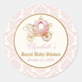Rosa Carriage Princess Fairytale Runt Klistermärke