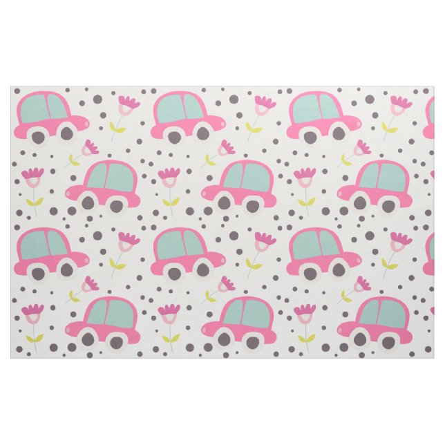 Rosa Cars and Flowers Fabric Tyg (Fat Quarter)