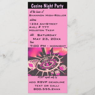 Rosa Casino Night Temaparty Inbjudan