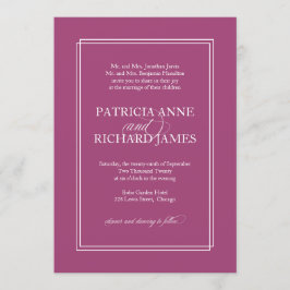 Rosa Cassis Enkel Elegant Formell Bröllop Inbjudningar