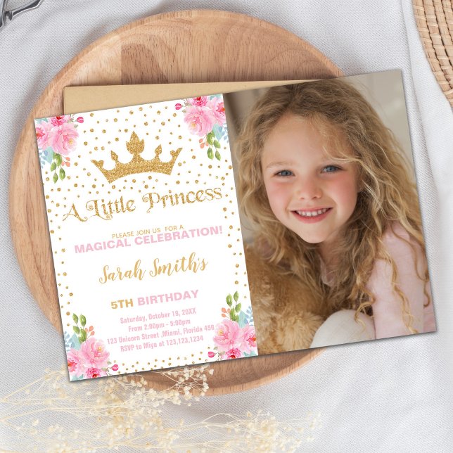 Rosa Castle Editable Party-kort Inbjudningar (Princess Invitation, Princess Birthday Invitation)