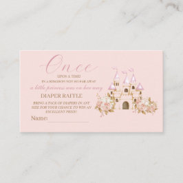 Rosa Castle Princess Baby Shower Diaper Raffle Tilläggskort
