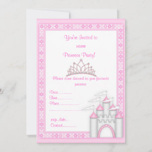 ROSA CASTLE PRINCESS FÖDELSEDAGSFEST INBJUDAN