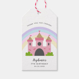 Rosa Castle Royal Princess Födelsedagsfest Presentetikett