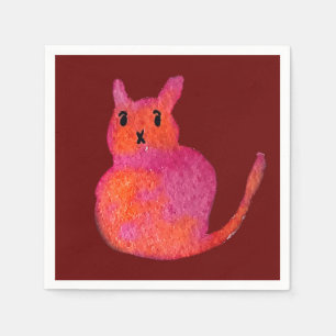 Rosa cat funky Söt kattunge Pappersservett