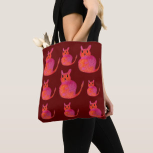 Rosa cat funky Söt kattunge Tygkasse