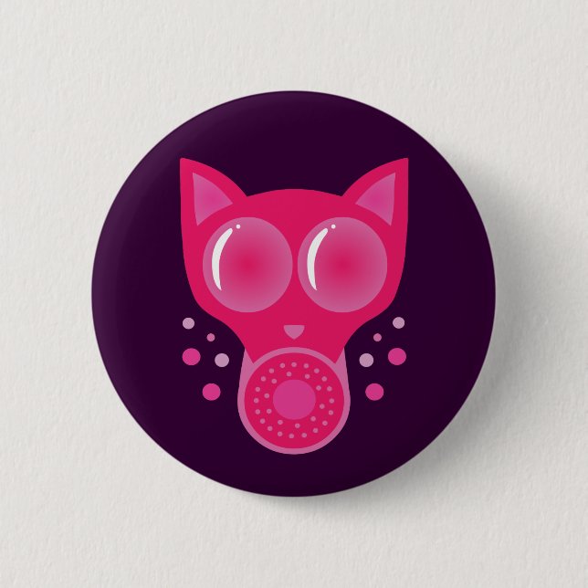 Rosa Cat Gas Mask Knapp (Framsida)