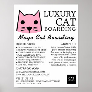 Rosa Cat, kattbordning, katalogreklam Poster