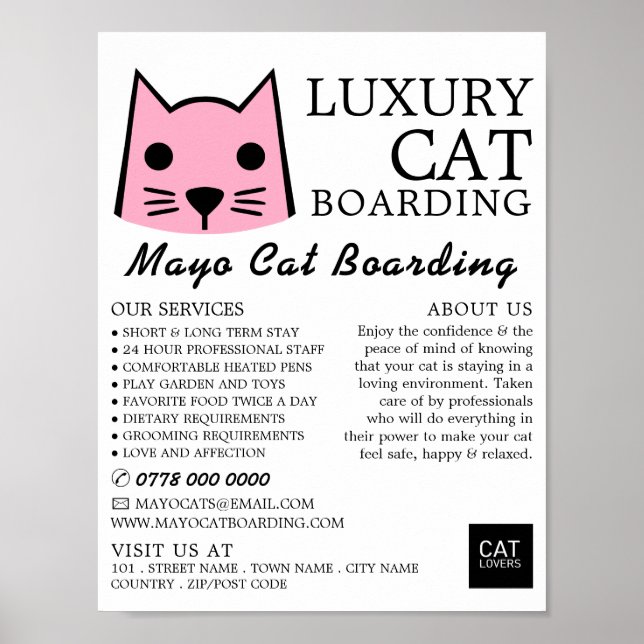 Rosa Cat, kattbordning, katalogreklam Poster (Framsidan)