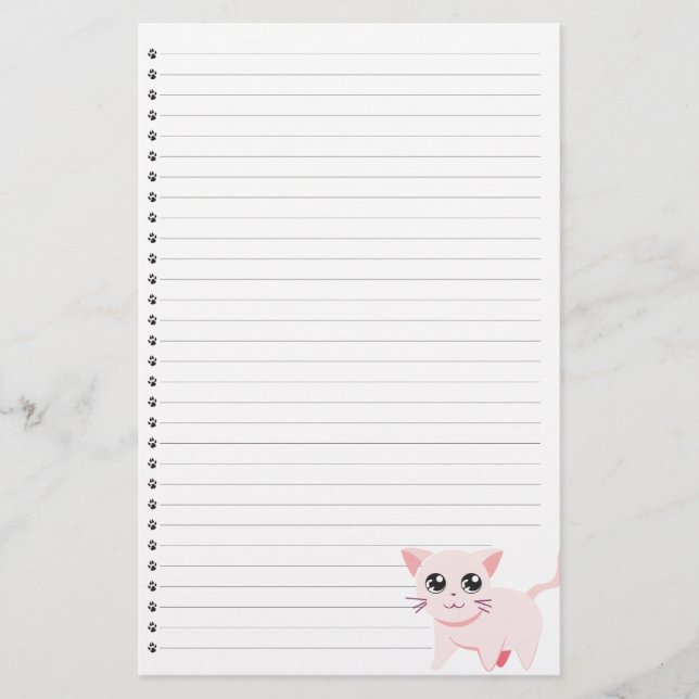 Rosa Cat Led Stationery Brevpapper (Framsida)