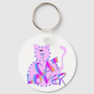 Rosa Cat Lover Tshirts och Gifts Nyckelring